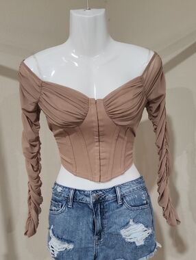Windsor Ruched Blouse in Tan